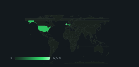 Country map. World map shaded by a measure per country (names, ISO2 or ISO3 codes).