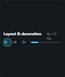 Kiosk page rotator. Walks a wallboard through the dashboard's pages on a timer, with play, pause, skip and a countdown.