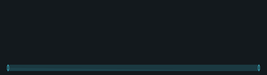 Time navigator (brush). The profile of the data over time with a brushable window and named period chips, so date filters are chosen against where the rows actually are.